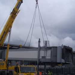 200 ton demag removing air bridges in Dublin airport 